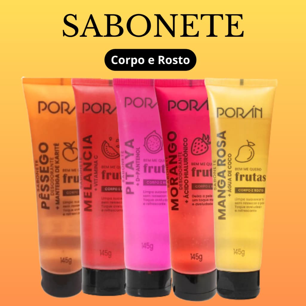 Sabonete Facial Líquido E Corporal Poran Frutas Linha Bem Me Quero 145G
