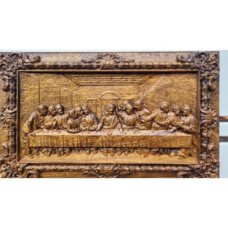 Quadro Santa Ceia Em Madeira 54cm X 32cm