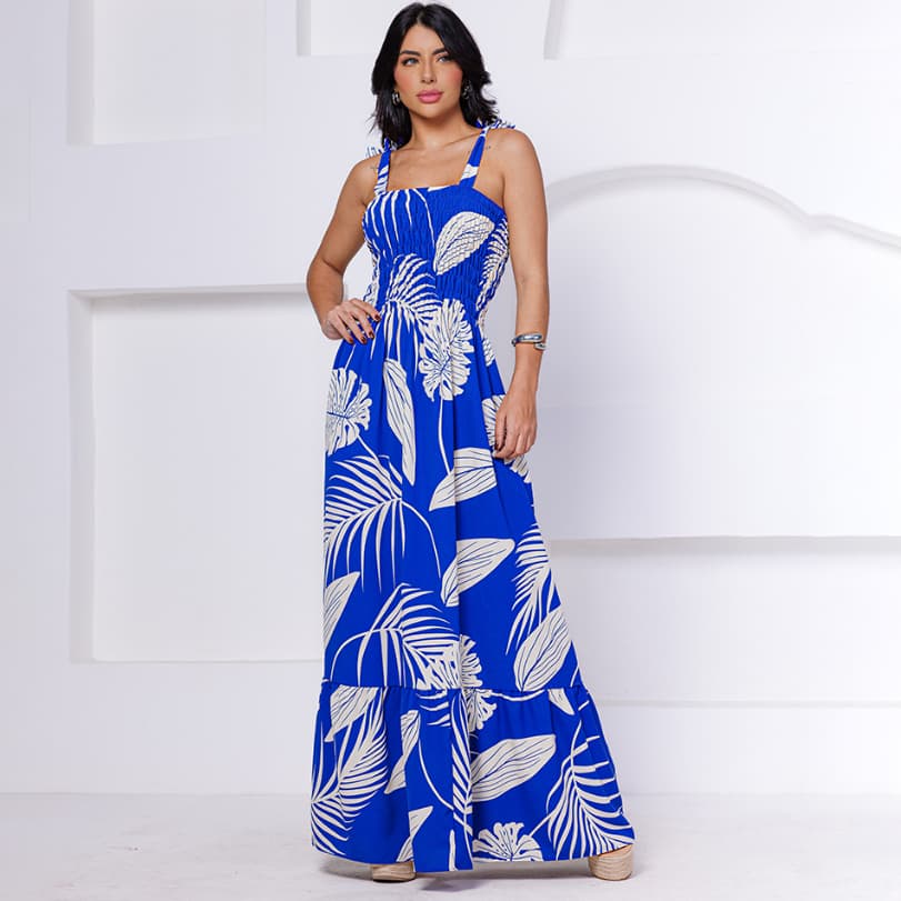 Vestido Longo De Alça Estampado Duna