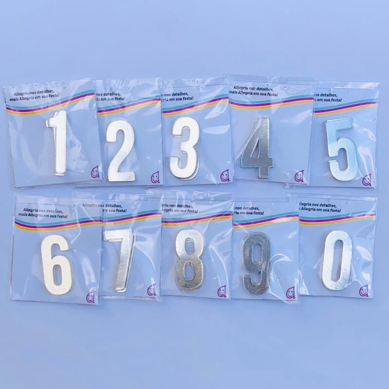 APLIQUE DE NÚMEROS PRATA - NÚMEROS EM PAPEL - 4CM - NÚMEROS PRATA