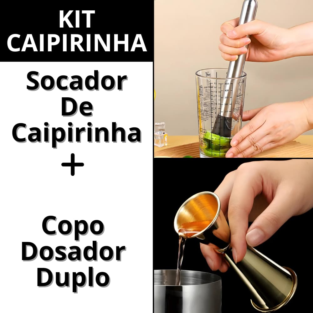 Socador De Caipirinha Grande Macerador Drink Copo Dosador Drink Inox Medidor De Bebidas Alcoólicas