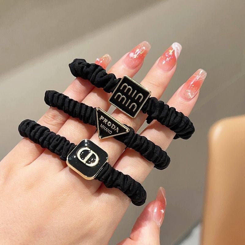 Elástico De Cabelo Luxo, Prendedor, Rabicó - Scrunchie Preto Com Pingente