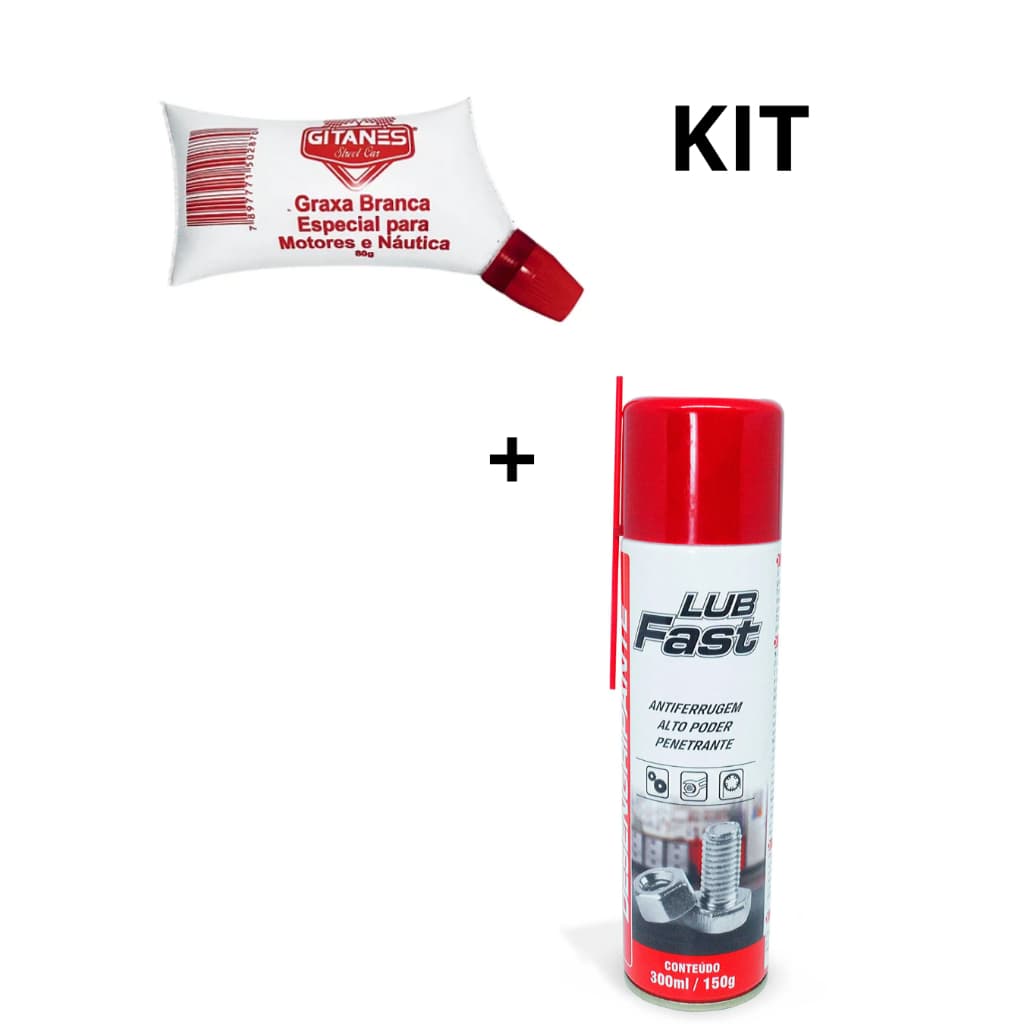 Graxa Branca Lubrificante Corrente Moto + Desengripante Spray Antiferrugem LUB FAST 300ML Honda Suzuki Promoção