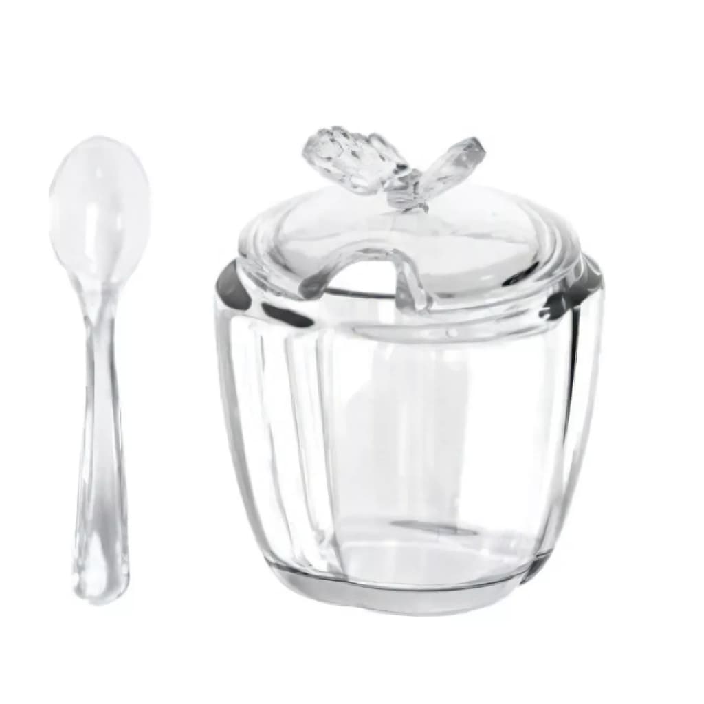 Açucareiro de Vidro Com Colher Butterfly Luxo Wolff Cor Transparente