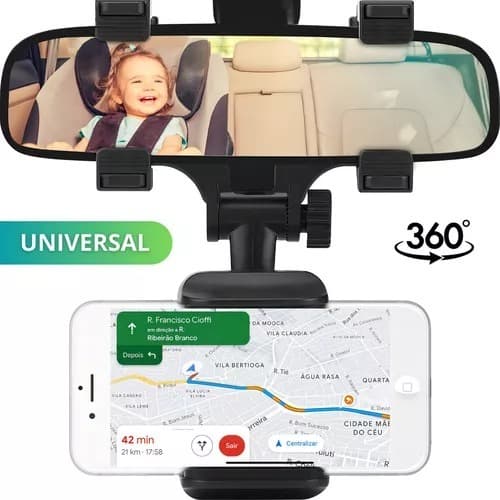 Suporte Pra Celular Veicular Encaixe Retrovisor Carro 360