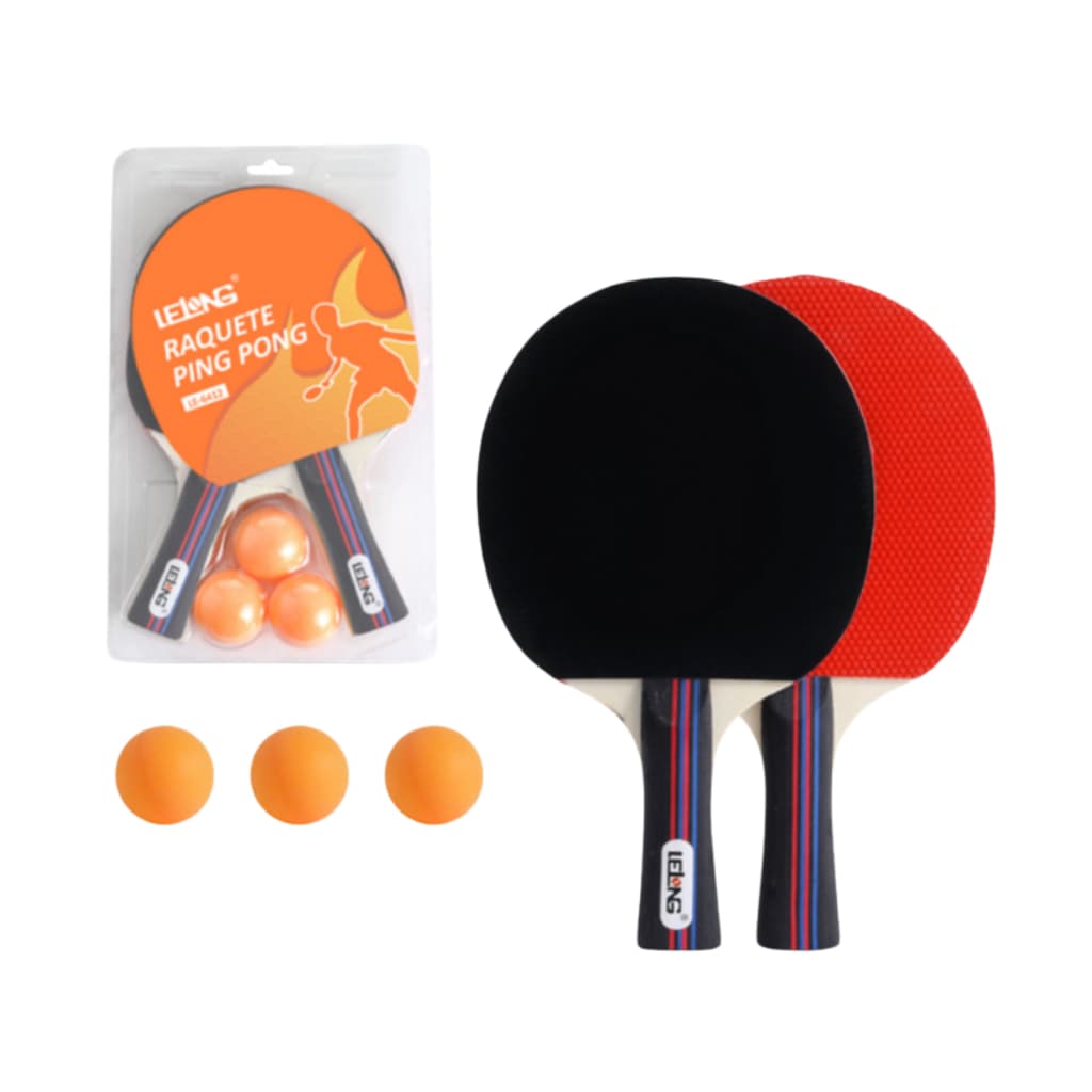 Conjunto De 2 Raquetes Ping Pong Tênis De Mesa Com 3 Bolas Profissional