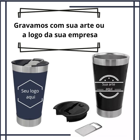 COPO TÉRMICO PERSONALIZADO GRAVADO A LASER COM SUA ARTE