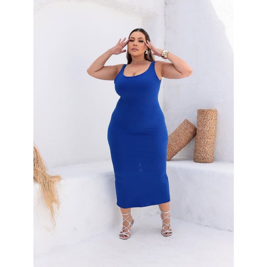 Vestido Feminino Plus Size Lud  Vestido  longo Alça  fenda Coleção Nova