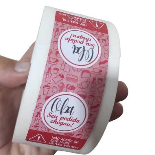 Etiquetas de Segurança Adesivo " Oba Seu Pedido Chegou ! " Delivery Ifood - Rappi -  Uber Eats