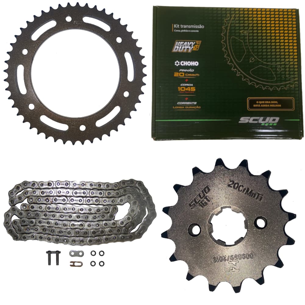 Kit Relação Heavy Duty Scud Trabalho Pesado Para Moto Honda Bros 160 Reforçada