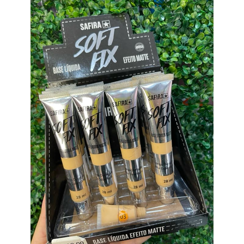 Base Safira maquiagem Soft Fix acabamento matte efeito avelulado sem brilho fórmula leve