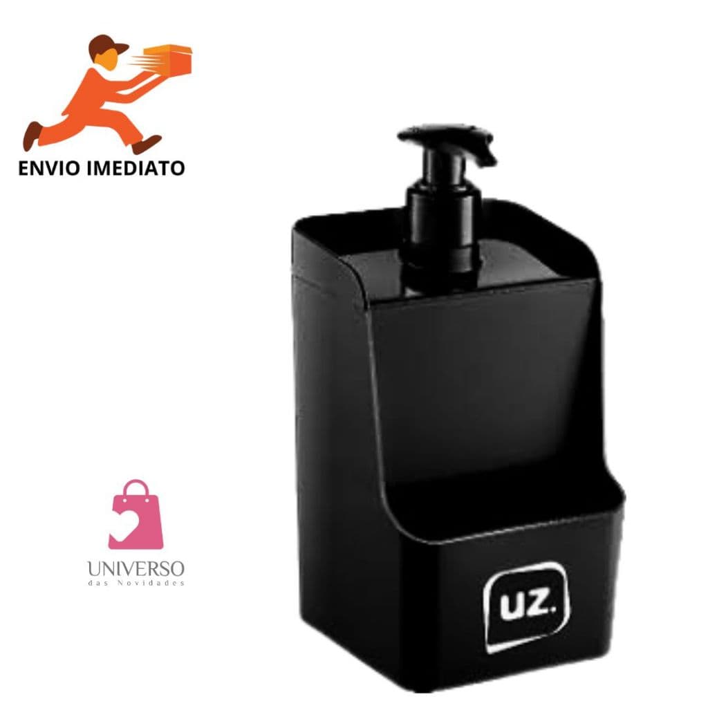 Porta Detergente Slim Com Suporte Para Esponja 500ml Cor Preto