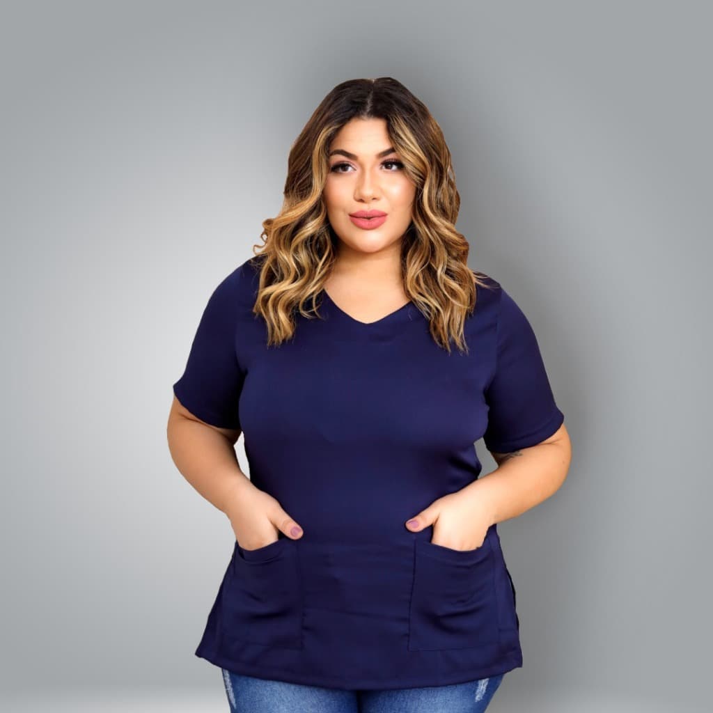 Blusa Jaleco Camisa Scrub Hospitalar Plus Size Uniforme Hospital Técnica Enfermagem