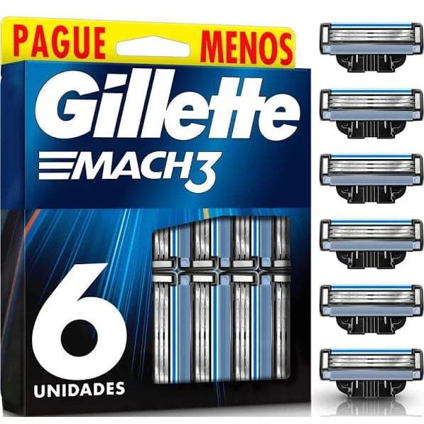Gillette Mach 3 Refil De Lâminas Contém 6 Cartuchos