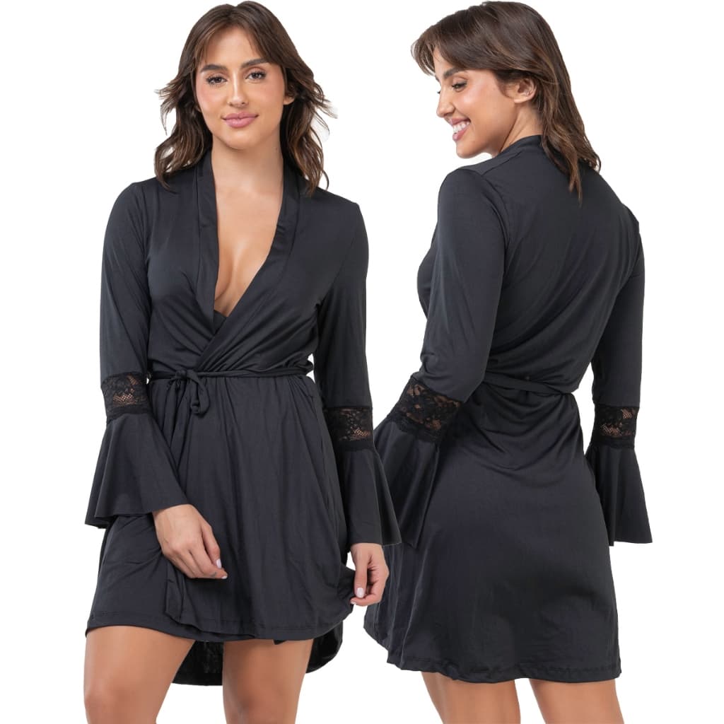 Robe Mood Modas Hobby Madrinha Roupão Feminino Noiva Renda Luxo Hobe 241