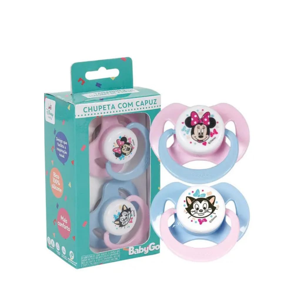 Chupeta Personagem Minnie ou Lilica Repilica C/ Capuz e Bico de Silicone Ortodôntico Tam 1 ou Tam 2