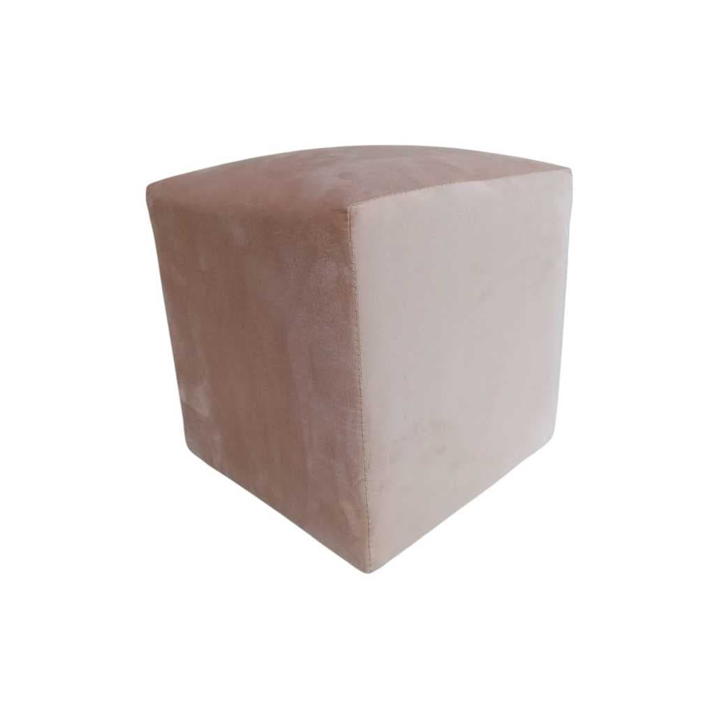 Puff Banqueta Quadrado em Veludo na cor Rosa - Super Macio, Confortável e Compacto - 30x30x35