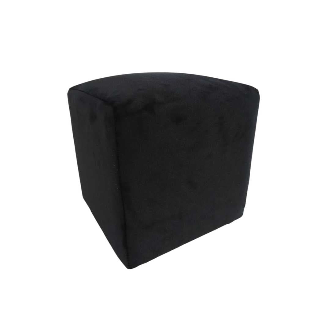 Puff Banqueta Decorativa em Veludo na cor Preto - Super Macio, Confortável e Compacto - 30x30x35
