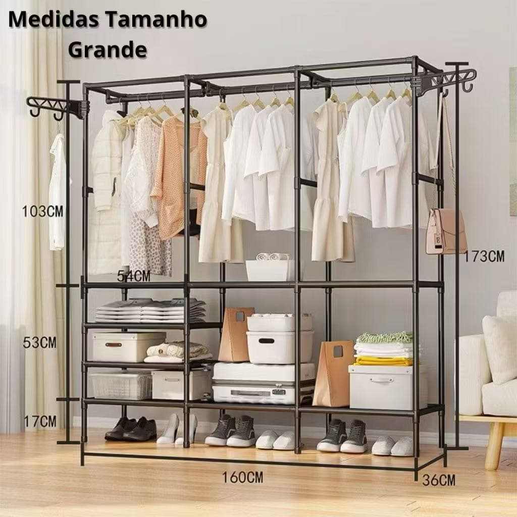 Cabideiro Arara Para Roupas Sapateira Organizadores Multiusos Armários Cobertores Travesseiros Guarda roupa