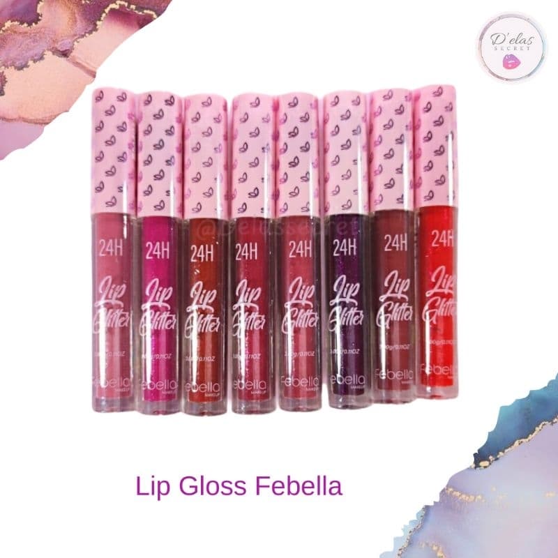 Lip Glitter Batom liquido brilho Febella longa duração.
