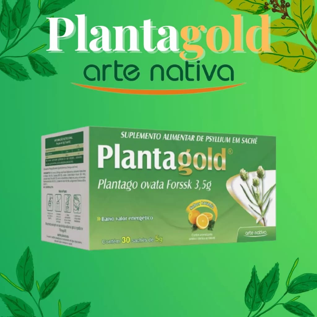 Planta Gold Psyllium Plantago Ovata 3,5g 30 Sachês Sabor Laranja 1und