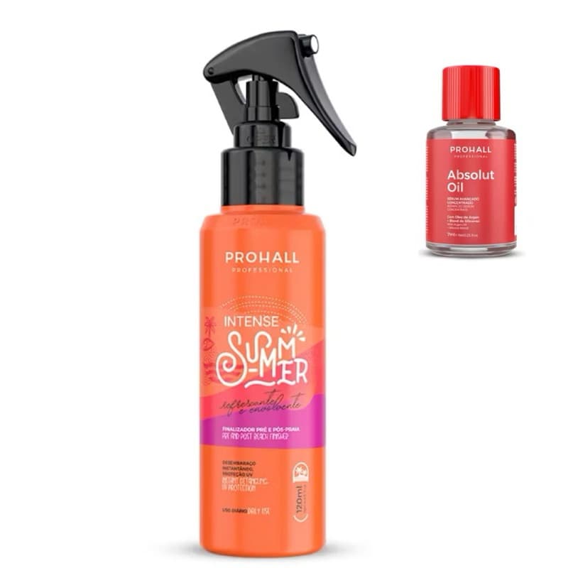 Leave In Protetor Térmico Pós-Praia Prohall Intense Summer 120ml + Óleo de Argan Prohall 7 ml de Brinde