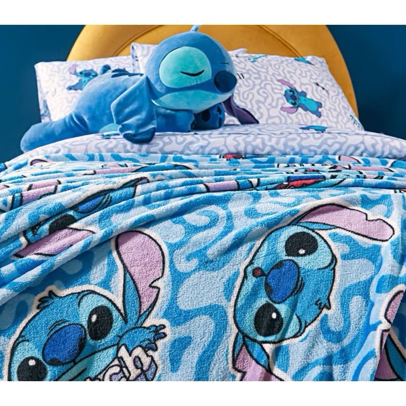 Manta Stitch Disney Casal e Queen Macia Confortável Microfibra Quentinha Enxoval Cama