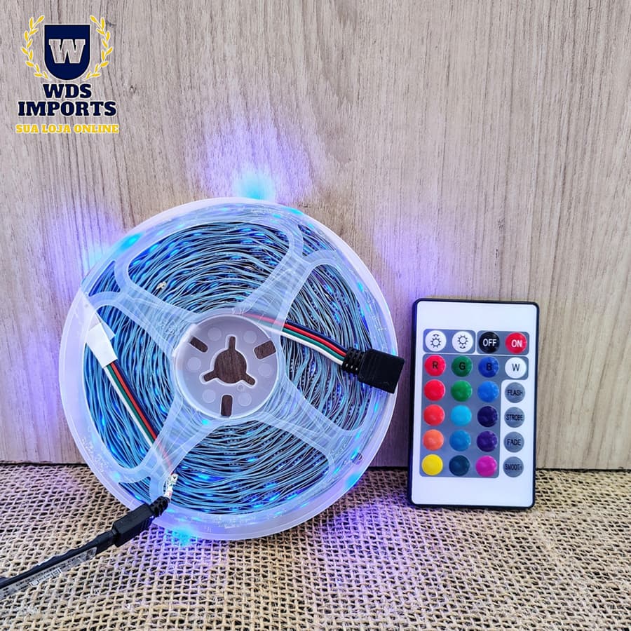 Fita De Led Rgb Usb Com Controle 5m Para Tv e Pc