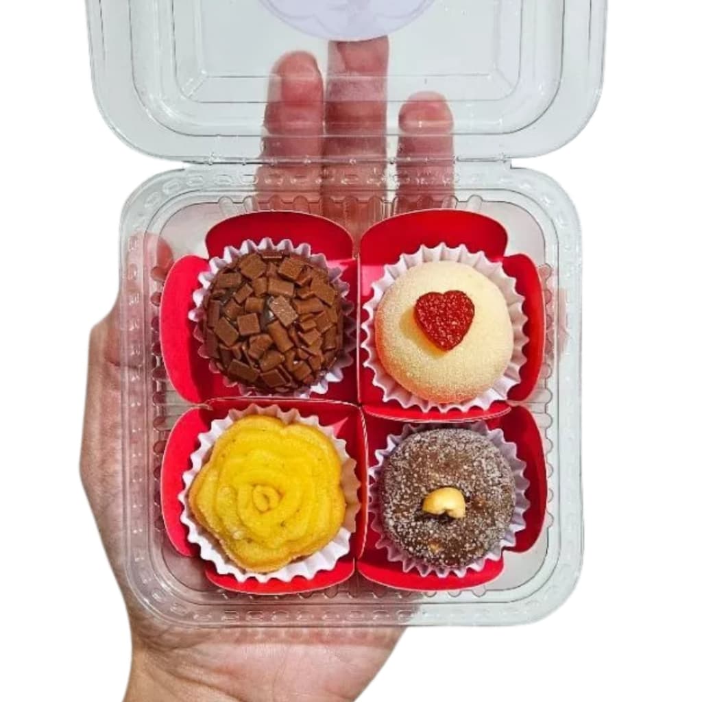 1000 Embalagem Brigadeiro Bolo Docinho Salgados Quadrada 200ml 10,3x10,3x6,1 4 Brigadeiros