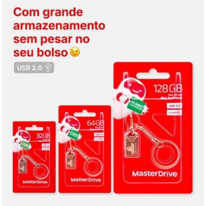 Mini Pen-drives  Masterdrive original Tipo Chaveiro  - Master Drive - modelo fit - alta velocidade