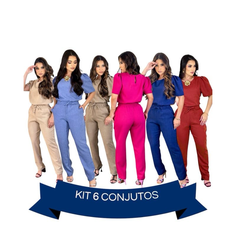 kit 6 Conjuntos linho elegante sofisticado e casual uniforme pijama cirúrgico Scrub Casual Sofisticm Linho Alfaitari