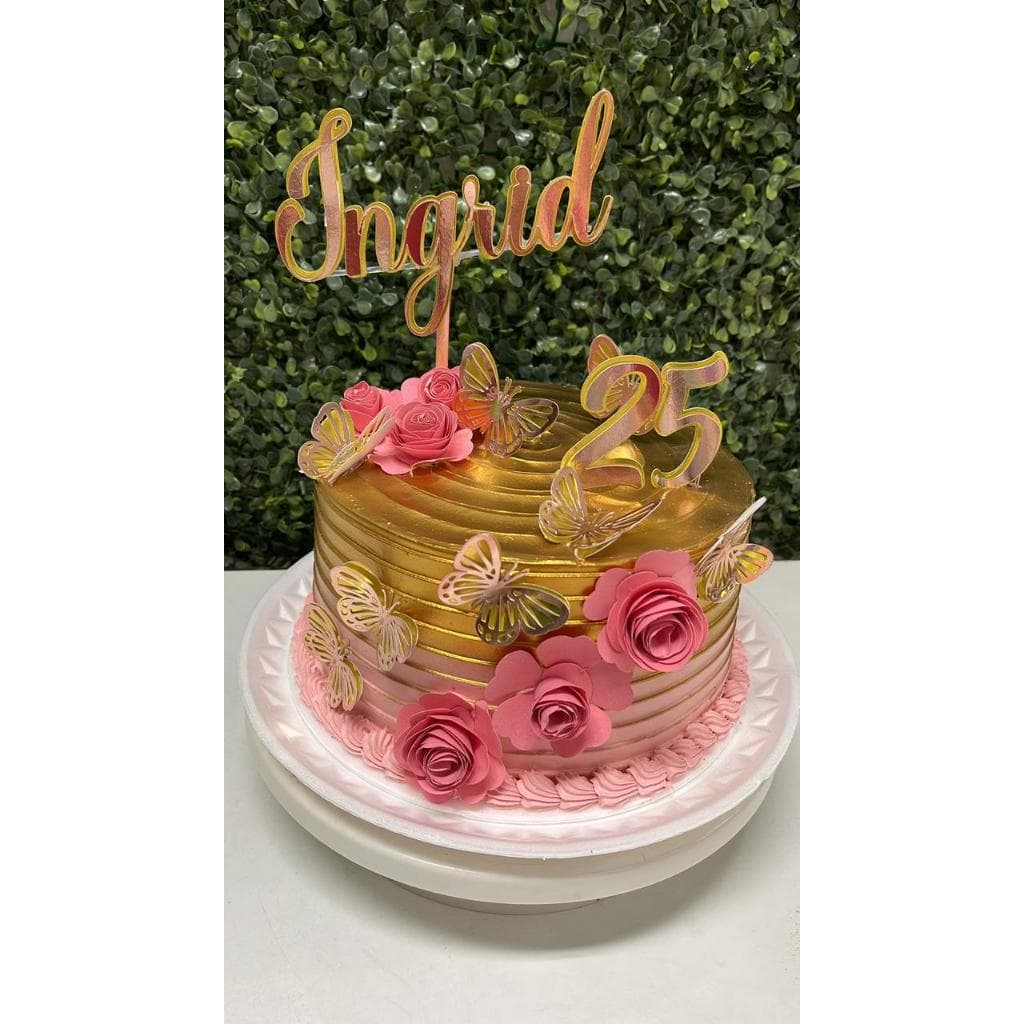 Topo de bolo - Floral e Borboletas