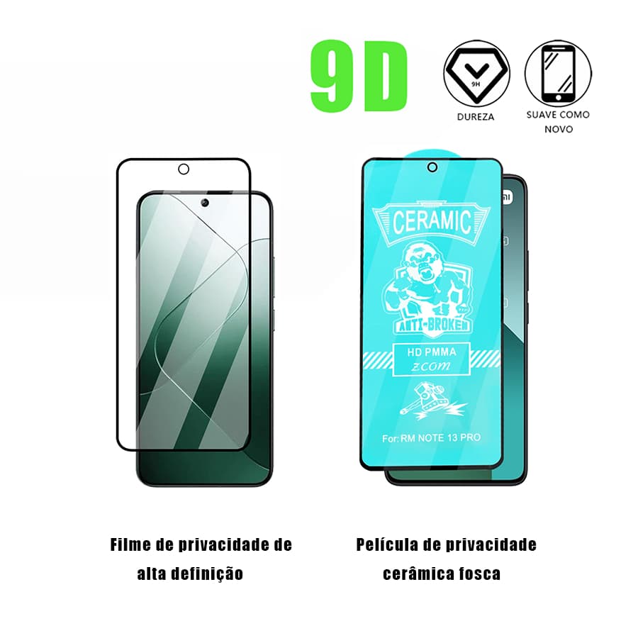 Aplicável a Redmi NOTE 8PRO 9S 9PRO 10S 10PRO 11PRO 12S 13PRO Alta qualidade Película de privacidade cerâmica fosca