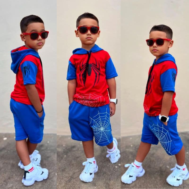 Conjunto temático fantasia infantil do homem - aranha 4 ao 10 anos
