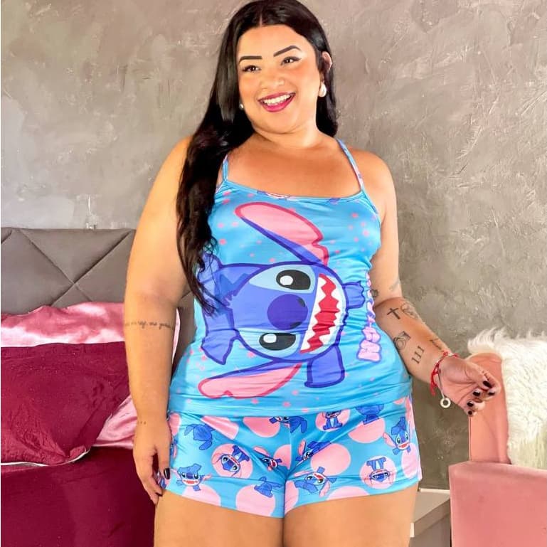 Short Doll Feminino Plus Size Personagens Suede Macio