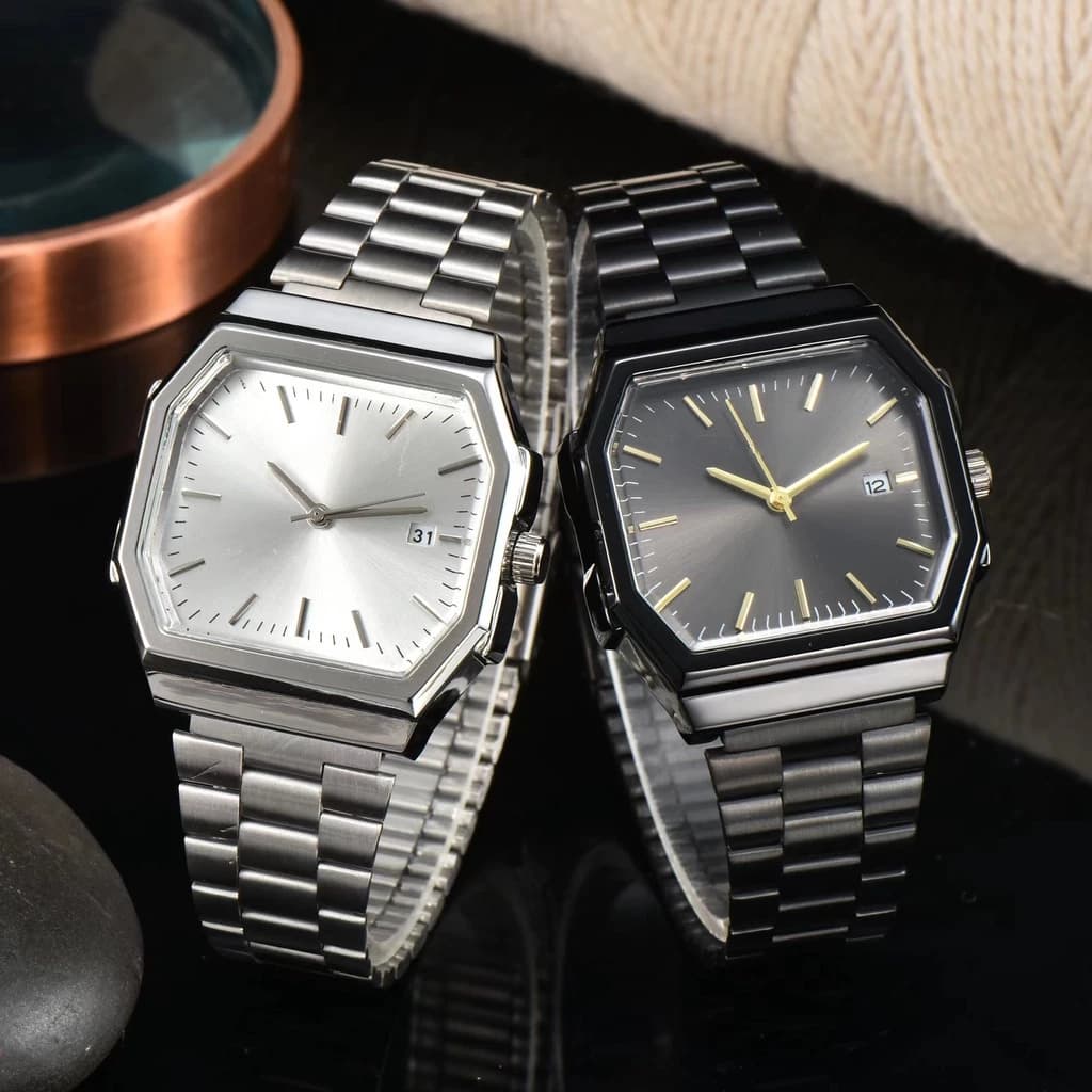 Relógio Feminino Elegante Moda Octaedro Vintage Prata Dourado Mulher Quartzo