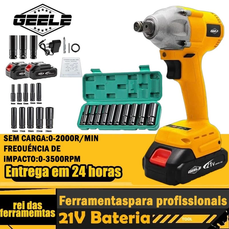 Chave elétrica sem fio Chave elétrica de impacto Chave elétrica com  Kit Jogo Soquete Impacto Longo 1/2 10PCS