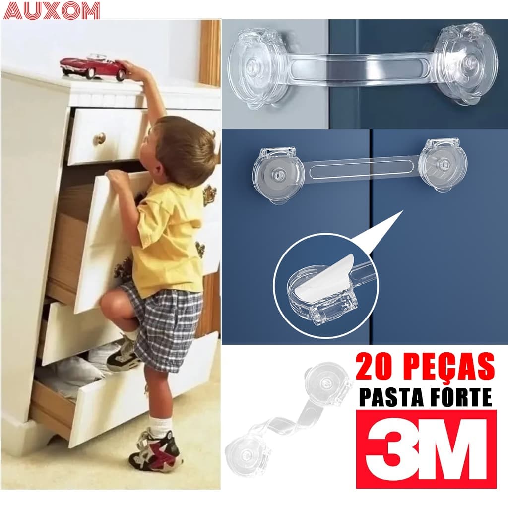 20 Peças Kit 15cm de Silicone Transparente Travas Para Gaveta Porta Armário Segurança Bebê a Pronta Entrega