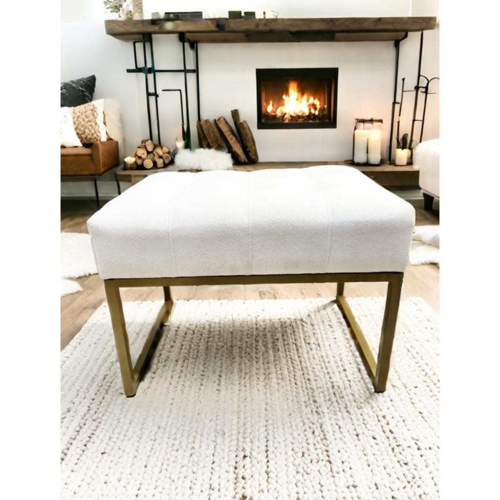 Puff Decorativo metal preto  Banqueta luxo 60x44cm Suede Varias Cores todos ambientes
