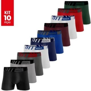 Kit 10 Cuecas Boxer Microfibra Adulto Cueca Box Masculina Outlet