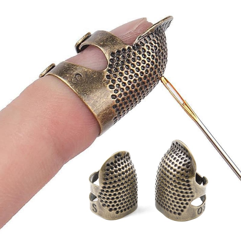 Kit 1 a 3 Dedal Modelo Antigo Metal Bronze - Protetor Dedo Costura - Ajustável