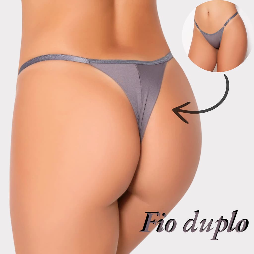 Kit 3 Calcinha Fio Duplo com Regulagem nas Laterais Tanga não Marca Confort
