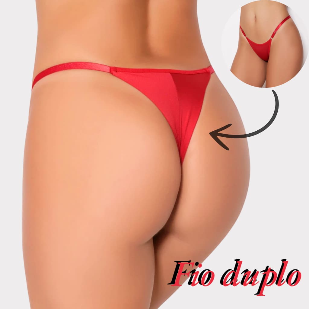 Kit 6 Tangas Fio Duplo com Regulagem nas Laterais Calcinha não Marca Confort