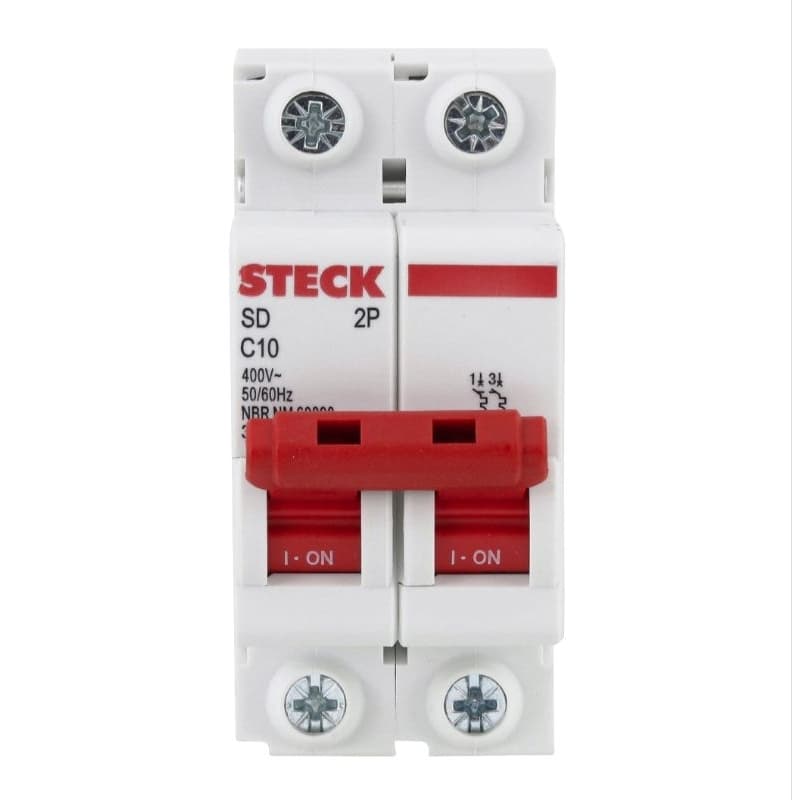 Disjuntor Din Bipolar Curva A 10A Steck