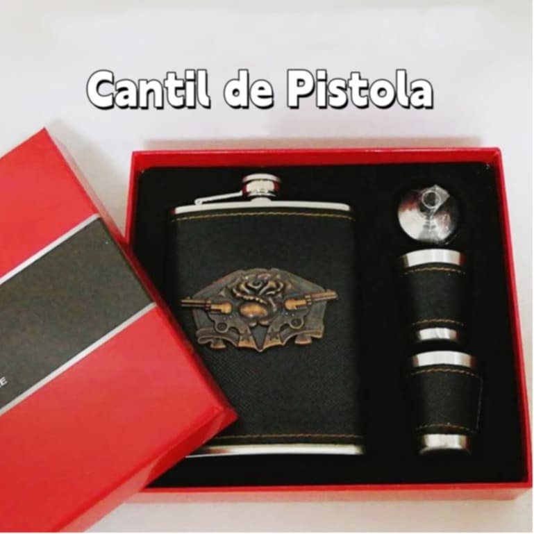 Cantil de bolso Porta Bebidas Whisky Vodka Rum 2 Copos kit Presente e Colecionáveis