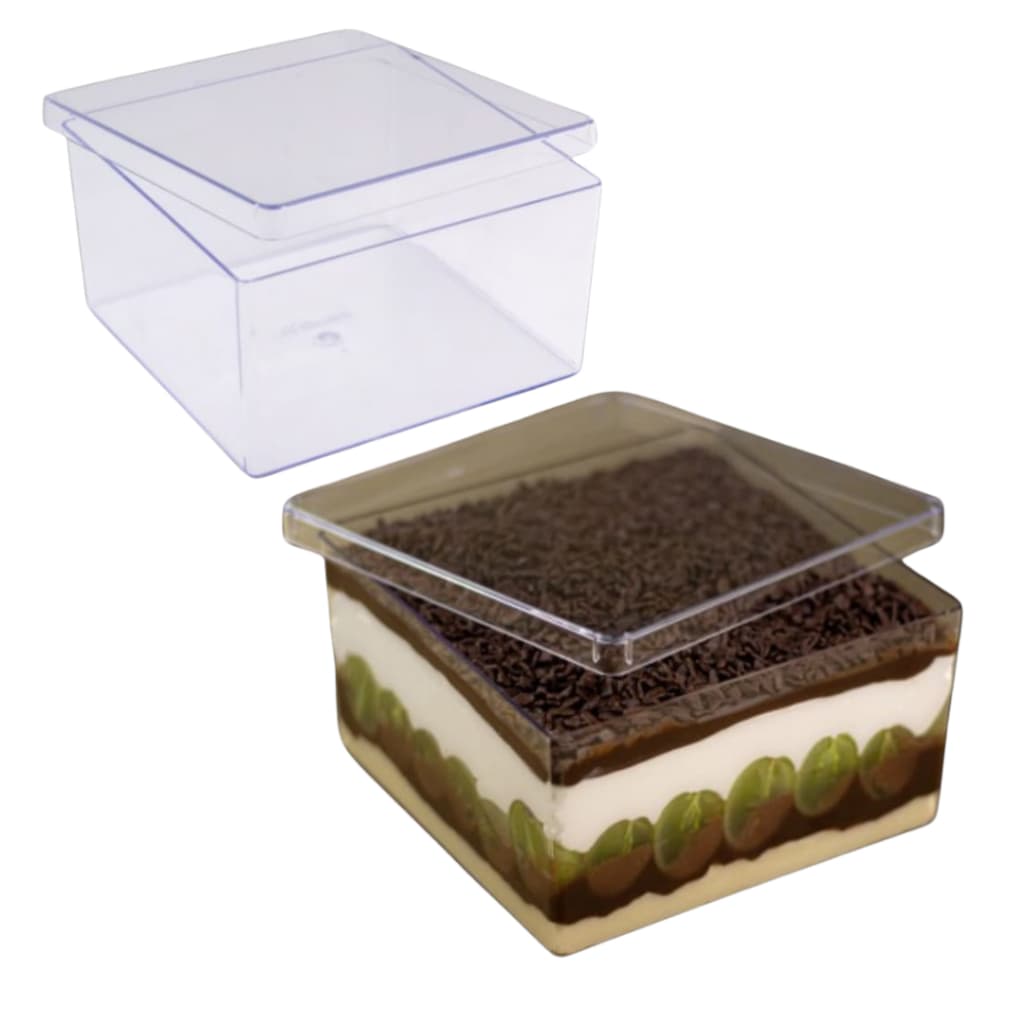 Caixa C/10UN Cake Box Quadrada 15x15x8cm 1,500ML Blue Star