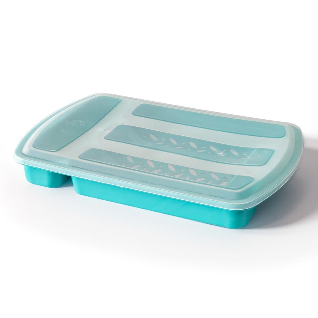 Porta Talheres Com Tampa 4 Divisórias Organizador Gaveta Plástico Resistente Colher Facas Garfos