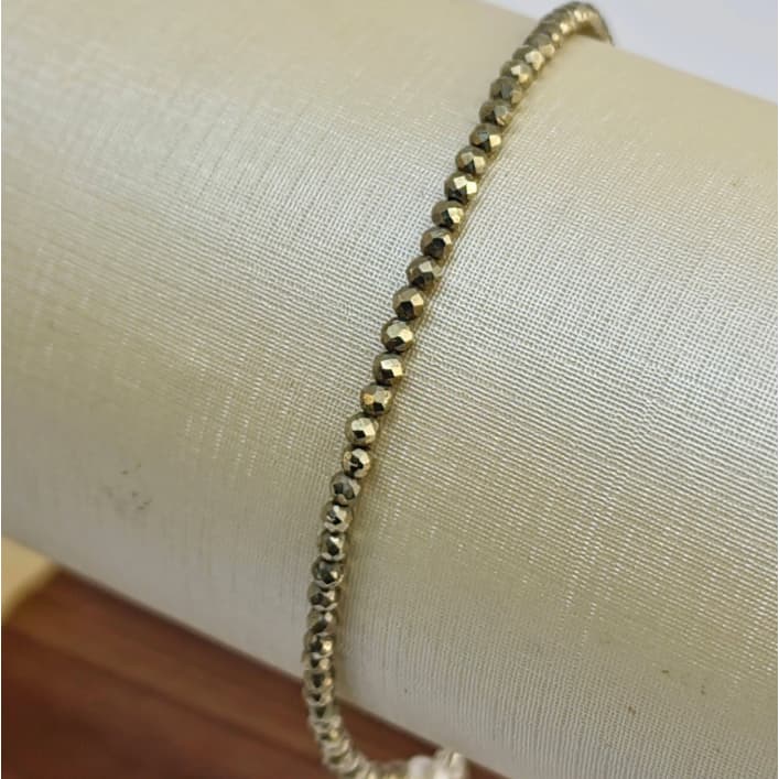 Pulseira Minimalista de Pirita e Prata 925 - Riqueza e Prosperidade