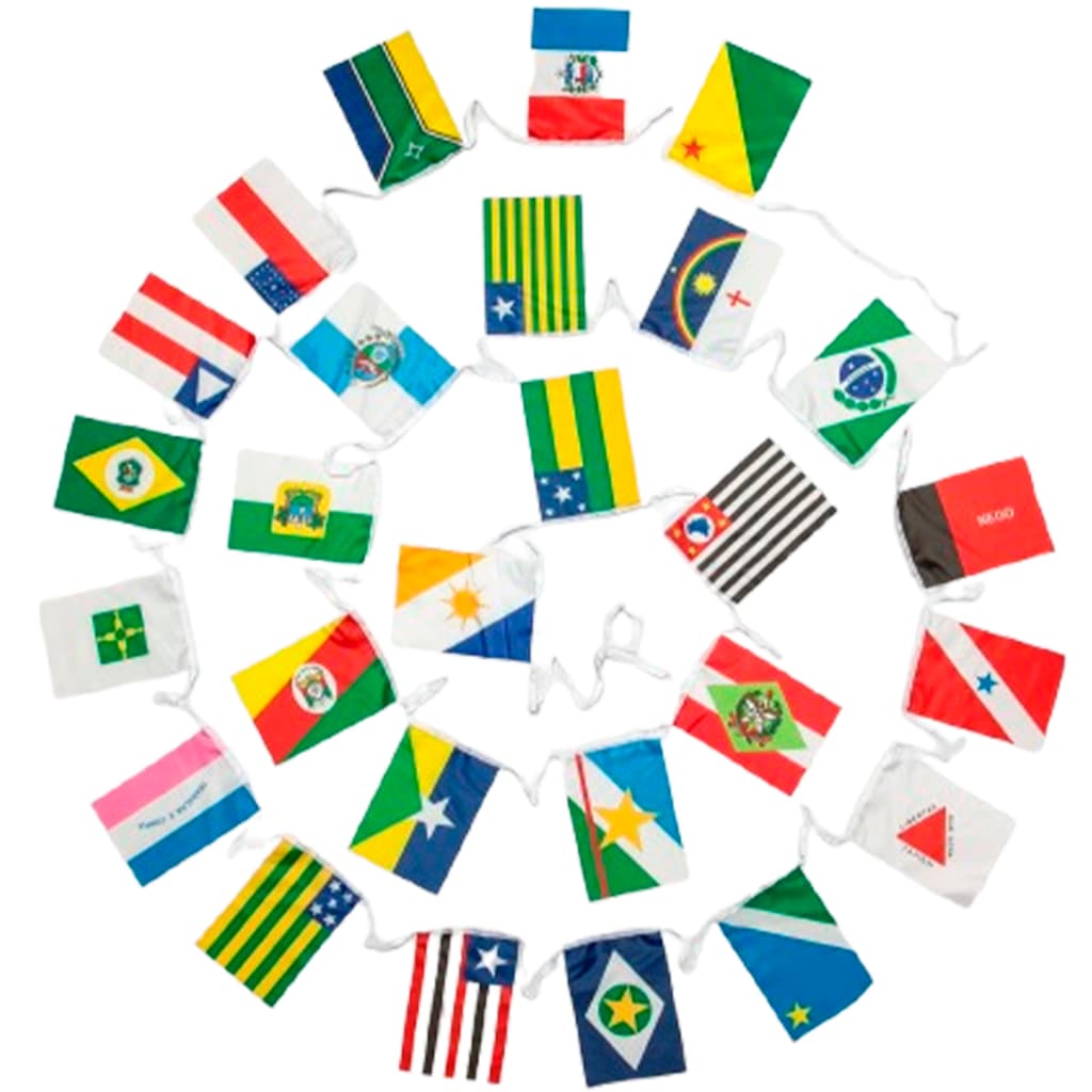 Varal Dos Estados Total 10m Com 27 Bandeiras 14x21cm