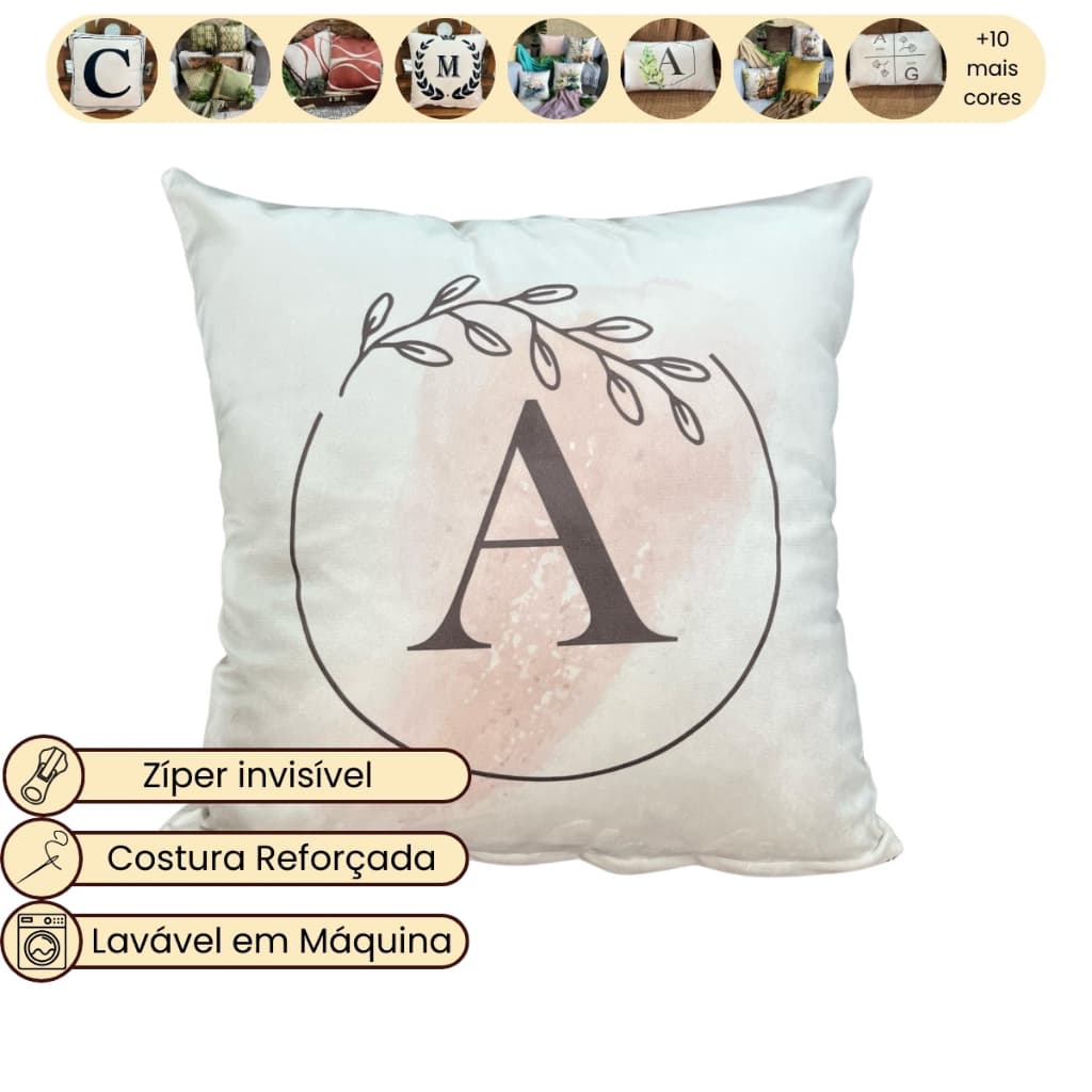 Capa de Almofada de Inicial Letra de A a Z 45x45 cm de Veludo Decorativa Personalizada